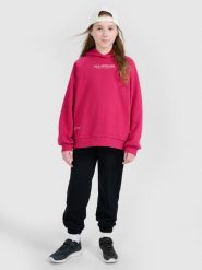 4F Spodnie dresowe joggery dziewczęce - czarne 128 (7-8 lat). Czarne spodnie sportowe dla dziewczynek 4f, bez wzorów, z bawełny. Za 89.99 zł.