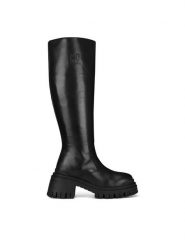 Badura Kozaki IRINA-01W2-003 Czarny. Czarne kozaki damskie Badura, ze skóry, bez obcasa, na słupku. Za 559.99 zł.