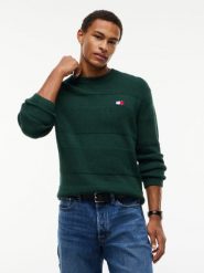 Tommy Jeans swetry z dzianiny Mężczyźni Bawełna zielony, S. Zielone swetry przez głowę męskie Tommy Jeans, m, bez wzorów, z bawełny, bez kołnierzyka. Za 449.95 zł.