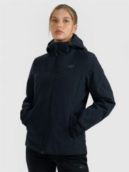 4F Kurtka narciarska membrana 5000 damska - czarna XXL. Czarne kurtki damskie 4f, xxl, bez wzorów, z materiału, bez kaptura, narciarskie. Za 349.99 zł.