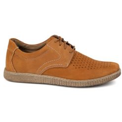 KOMODO Buty męskie skórzane Casual 933/L/2 rude pomarańczowe. Brązowe półbuty na co dzień męskie ze skóry, casualowe, bez zapięcia. Za 362.62 zł.