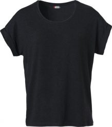 Clique T-shirt damski Katy z miękkiej wiskozy, luźny krój – black. Czarne t-shirty damskie CLIQUE, xs, bez wzorów, z elastanu, bez kołnierzyka. Za 124.47 zł.