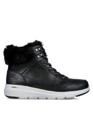 Skechers Trzewiki Glacial Ultra Cozyly 144178/BLK Czarny. Czarne botki damskie Skechers, z materiału, bez obcasa, na płaskiej podeszwie, bez zapięcia. Za 339.99 zł.