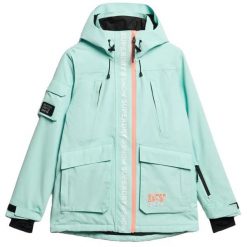Damska kurtka narciarska Superdry Ultimate Rescue. Niebieskie kurtki damskie Superdry., m, bez wzorów, z materiału, długie, bez kaptura, narciarskie. Za 1,609.50 zł.