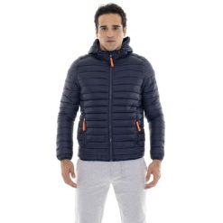 Kurtka puchowa z nylon z kaptur na co dzień. Niebieskie kurtki męskie LEONE 1947 APPAREL, bez wzorów, z nylonu, bez kaptura. W wyprzedaży za 294.70 zł.