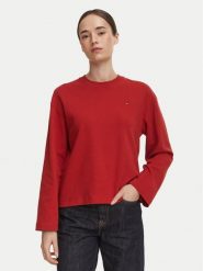 Tommy Hilfiger Bluzka WW0WW51740 Czerwony ciemny Relaxed Fit. Czerwone koszule damskie Tommy Hilfiger, xxs, bez wzorów, z bawełny, bez kołnierzyka, bez ramiączek. Za 289.99 zł.