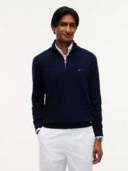 Tommy Hilfiger Sweter z zawartością kaszmiru Mężczyźni Bawełna niebieski, S. Niebieskie swetry przez głowę męskie Tommy Hilfiger, m, bez wzorów, z bawełny, bez kołnierzyka. Za 569.95 zł.