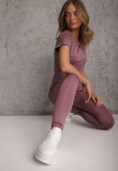 Fioletowe Legginsy Basic z Modelującą Wstawką w Pasie Liacan. Fioletowe legginsy damskie Renee, l, bez wzorów, z jeansu, na fitness i siłownię. Za 49.99 zł.
