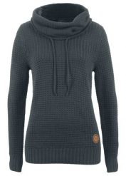 Gruby sweter z mieszanki bawełny. Czarne swetry damskie bonprix, bez wzorów, z bawełny, bez kołnierzyka, bez ramiączek, bez kaptura. Za 124.99 zł.
