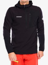 Bluza męska Mammut Madris Light ML Half Zip Hoody. Czarne bluzy męskie Mammut, m, bez wzorów, z elastanu, bez kaptura. Za 609.20 zł.