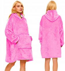 Bluza Koc OVERSIZE Futrzak 2W1 Gruba XXL KOCOBLUZA Z Kapturem Różowa. Czerwone bluzy damskie xxxxxxxxxxxxxxxx Verk Group (Verk), xxl, bez wzorów, z kapturem. Za 49.99 zł.