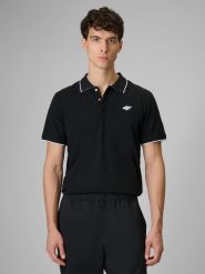 4F Koszulka polo regular męska - czarna S. Czarne koszulki polo męskie 4f, m, bez wzorów, z dzianiny, biznesowe, bez ramiączek. Za 119.99 zł.