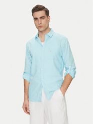 Guess Koszula F4GH00 WG3L0 Błękitny Regular Fit. Niebieskie koszule męskie Guess, l, z aplikacjami, z wiskozy, bez kołnierzyka, bez ramiączek. Za 289.99 zł.