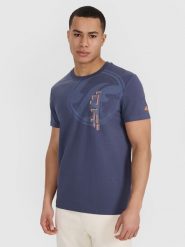 4F T-shirt regular z nadrukiem męski - szary S. Szare koszulki sportowe męskie 4f, m, bez wzorów, z bawełny, klasyczne, bez kołnierzyka. W wyprzedaży za 39.99 zł.