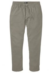 Spodnie chinosy regular fit z przewiewnej mieszanki lnu, straight. Szare eleganckie spodnie męskie bonprix, m, z aplikacjami, z bawełny. Za 147.99 zł.
