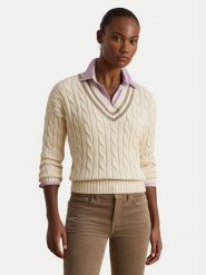 LAUREN RALPH LAUREN Sweter 200979662003 Écru Relaxed Fit. Swetry damskie Lauren Ralph Lauren, xxl, bez wzorów, z bawełny, bez kołnierzyka, bez ramiączek, bez kaptura. Za 839.99 zł.