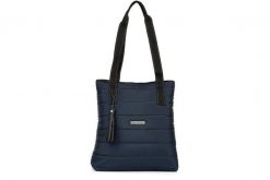 Shopperka pikowana BELTIMORE granatowa W90. Torebki do ręki damskie bez wzorów, z tworzywa sztucznego, pikowane, bez dodatków. Za 89.90 zł.