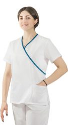 Visent Bluza medyczna kosmetyczna damska lekarska biały / turkusowa lamówka 42. Białe bluzy damskie Visent, bez wzorów, bez kaptura. Za 64.99 zł.