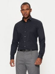 Calvin Klein Koszula K10K113846 Granatowy Slim Fit. Niebieskie koszule męskie Calvin Klein, m, bez wzorów, z bawełny, biznesowe, bez kołnierzyka, bez ramiączek. Za 209.99 zł.