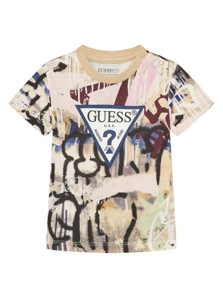 Guess T-Shirt N5YI04 K8HM4 Kolorowy Regular Fit. T-shirty dla chłopców Guess, z aplikacjami, z bawełny, bez ramiączek. Za 69.99 zł.