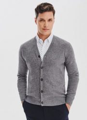 PAKO LORENTE - Męski kardigan w szarym kolorze. Szare kardigany męskie Pako Lorente, m, bez wzorów, z bawełny. Za 299.99 zł.