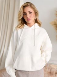 Bluza z kapturem - kremowy. Białe bluzy damskie Sinsay, l, bez wzorów, z kapturem. Za 49.99 zł.