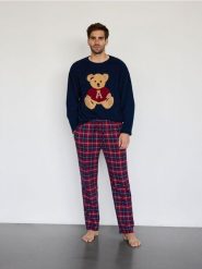 Dwuczęściowa piżama - granatowy. Niebieskie piżamy męskie Reserved, l, bez wzorów, z bawełny, bez ramiączek. W wyprzedaży za 139.99 zł.