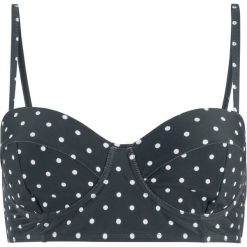 Biustonosz bikini na fiszbinach bonprix czarno-biały w kropki. Czarne bikini damskie bonprix, w kropki. Za 74.99 zł.