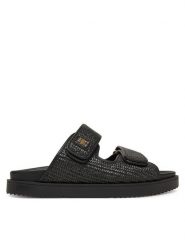 Tommy Hilfiger Klapki DOUBLE STRAP RAFFIA FW0FW08940 Czarny. Czarne klapki damskie Tommy Hilfiger, bez wzorów, z tworzywa sztucznego, bez obcasa. Za 329.99 zł.