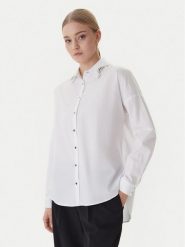 Morgan Koszula 261-CGRAM Biały Oversize. Białe bluzki damskie Morgan, bez wzorów, z bawełny, biznesowe, bez kołnierzyka, bez ramiączek. Za 299.99 zł.