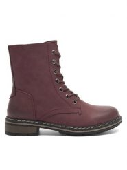 Clara Barson Trzewiki KAYLA WS6201-05 Bordowy. Czerwone botki damskie Clara Barson, z tworzywa sztucznego, bez obcasa, na płaskiej podeszwie, bez zapięcia. Za 129.99 zł.