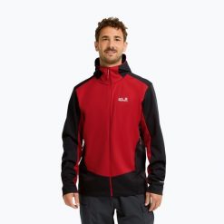 Kurtka softshell męska Jack Wolfskin Skyvail. Czerwone kurtki męskie Jack Wolfskin, l, bez wzorów, z materiału, bez kaptura. Za 652.55 zł.