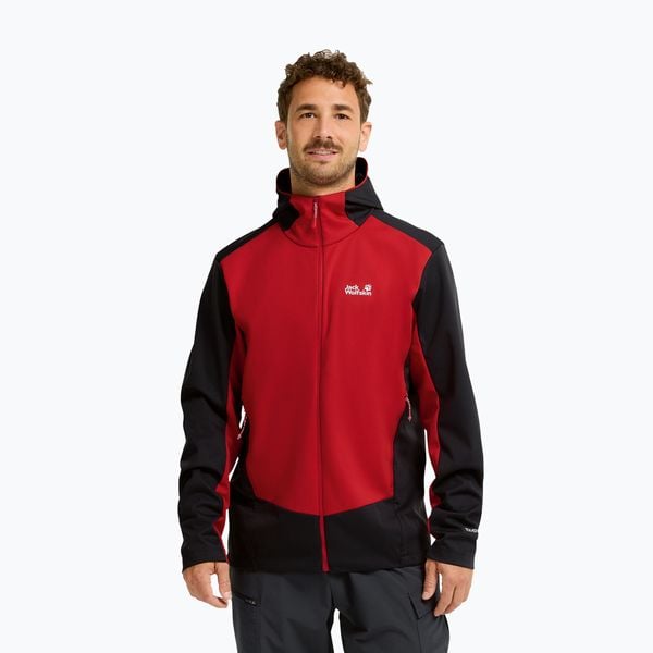 Kurtka softshell męska Jack Wolfskin Skyvail. Czerwone kurtki męskie Jack Wolfskin, l, bez wzorów, z materiału, bez kaptura. Za 614.30 zł.