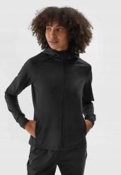Bluza treningowa damska sportowa rozpinana szybkoschnąca. Czarne bluzy sportowe damskie 4f, l, bez wzorów, z elastanu, bez kaptura, do biegania. Za 239.99 zł.