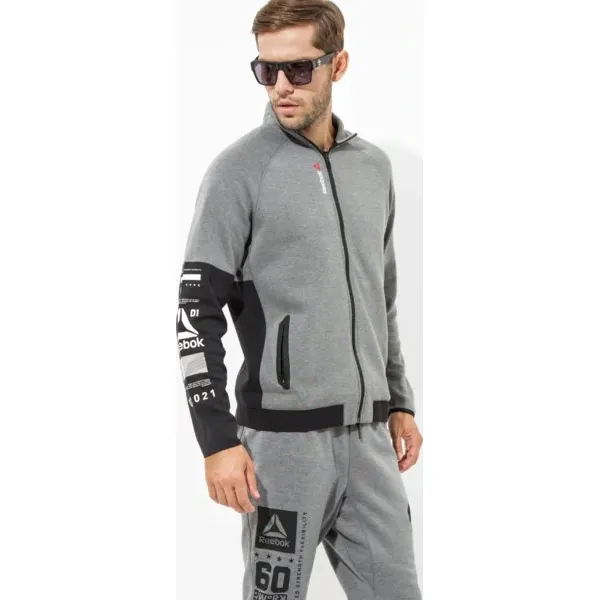Reebok Bluza Os Quik Trk Jkt , szary, rozmiar M. Szare bluzy męskie Reebok, m, bez wzorów, z bawełny, bez kaptura, na fitness i siłownię. W wyprzedaży za 179.99 zł.