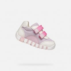 Buty GEOX B IUPIDOO GIRL Fioletowy. Białe obuwie sportowe damskie Geox, bez wzorów, ze skóry, do biegania. Za 173.99 zł.
