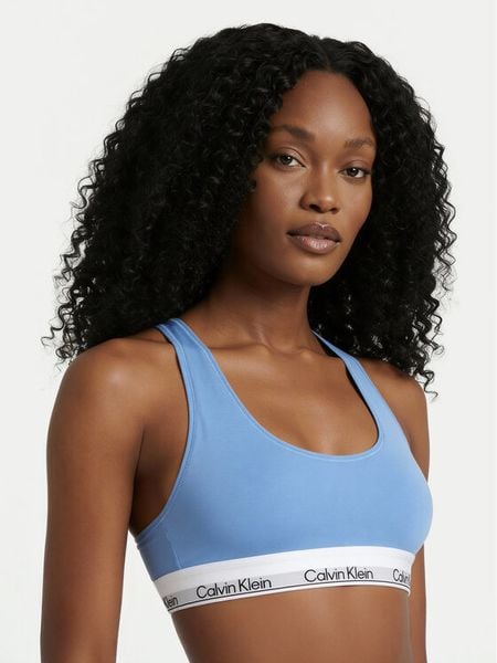 Calvin Klein Underwear Biustonosz top LV00QF8493 Błękitny. Niebieskie biustonosze Calvin Klein Underwear, bez wzorów, z bawełny. Za 103.99 zł.