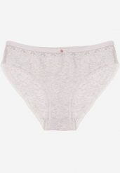 Jasnoszare Bawełniane Majtki Typu Figi z Koronką i Kokardą Zeteria. Szare figi damskie Born2be, l, bez wzorów, z bawełny. Za 9.99 zł.