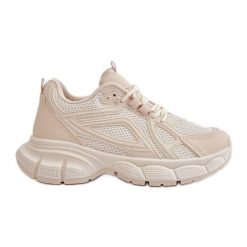 Buty Sportowe Sneakersy Damskie Beżowe Timoci beżowy. Brązowe obuwie sportowe damskie bez wzorów, trekkingowe. Za 125.58 zł.
