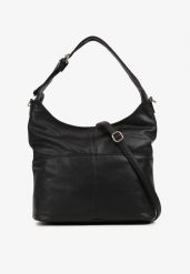 Czarna Torebka Typu Hobo z Dołączonym Regulowanym Paskiem Senawin. Czarne torby na ramię damskie Renee, bez wzorów, z jeansu, biznesowe, bez dodatków. Za 79.99 zł.