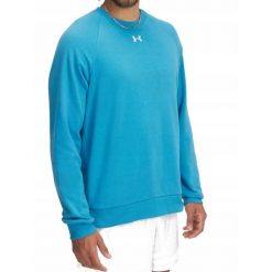 Bluza dresowa męska UNDER ARMOUR bawełna bez kaptura. Niebieskie bluzy męskie Under Armour, m, bez wzorów, z bawełny, bez kaptura. Za 133.99 zł.