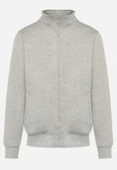 Jasnoszara Bluza Polarowa z Suwakiem Pinovia. Szare bluzy męskie Born2be, l, bez wzorów, z polaru, bez kaptura. Za 54.99 zł.
