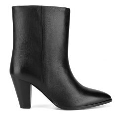 Botki GINO ROSSI. Czarne botki damskie Gino Rossi, bez obcasa, na słupku, bez zapięcia. Za 399.99 zł.