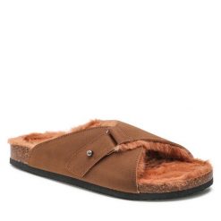 Kapcie Home & Relax. Brązowe kapcie damskie Home & Relax, bez wzorów. Za 69.99 zł.