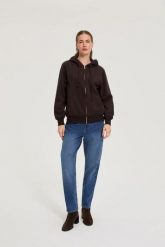 Bluza z kapturem brązowa. Brązowe bluzy damskie MOODO, l, bez wzorów, z bawełny, z kapturem. Za 139.99 zł.