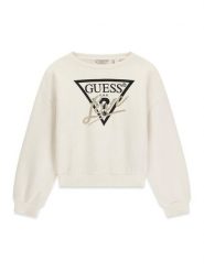 Guess Bluza J6BQ20 K8007 Kremowy Regular Fit. Białe bluzy dla dziewczynek Guess, z aplikacjami, z bawełny, bez ramiączek, bez kaptura. Za 194.99 zł.