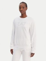 EA7 Emporio Armani Bluza 7W000953 AF15831 U0002 Biały Regular Fit. Białe bluzy damskie EA7 Emporio Armani, m, bez wzorów, z bawełny, bez kaptura. Za 589.99 zł.