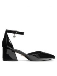Nine West Czółenka FARIA FF-2377 Czarny. Czarne czółenka damskie Nine West, bez wzorów, ze skóry, bez obcasa, bez zapięcia. Za 159.99 zł.