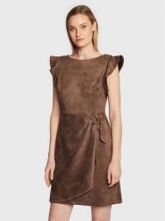 DKNY Sukienka codzienna DD2G1604 Brązowy Regular Fit. Brązowe sukienki damskie DKNY, na co dzień, bez wzorów, z syntetyku, bez kołnierzyka, bez ramiączek, proste. Za 749.99 zł.
