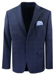 Wełniana Marynarka Męska - MEN'SFIELD - Granatowa w Kratkę. Niebieskie marynarki męskie MEN'SFIELD, bez wzorów, z materiału, eleganckie. Za 675.00 zł.